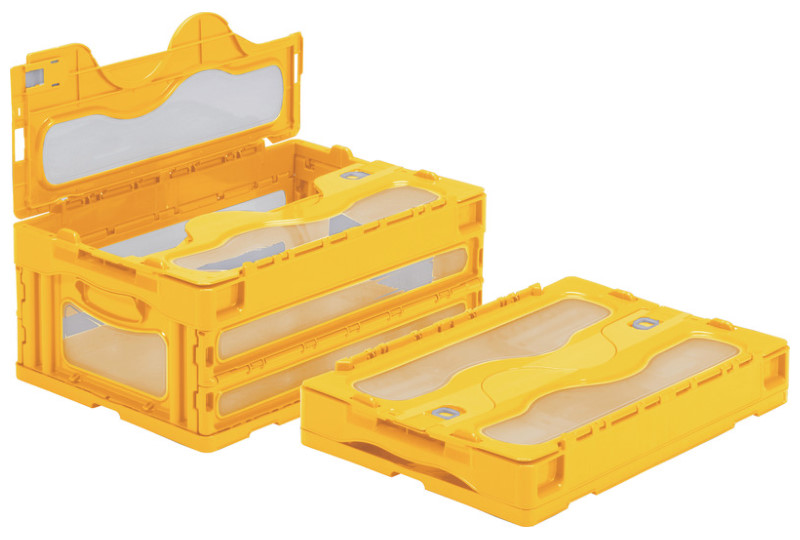 透明窓付き折りたたみコンテナ マドコン C-30B (蓋付き) 三甲株式会社