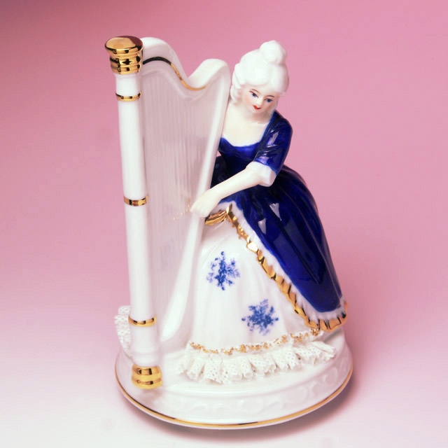 ハープの乙女 レース人形オルゴール 音楽雑貨・アクセサリー専門店