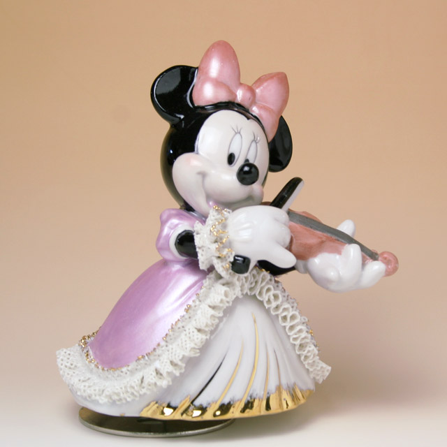 Disney ヴァイオリンを弾くミニー レース人形オルゴール 音楽雑貨