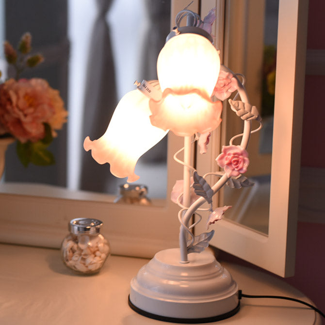 アンティーク ロココ エレガント タッチ テーブルランプ ピンクブッド