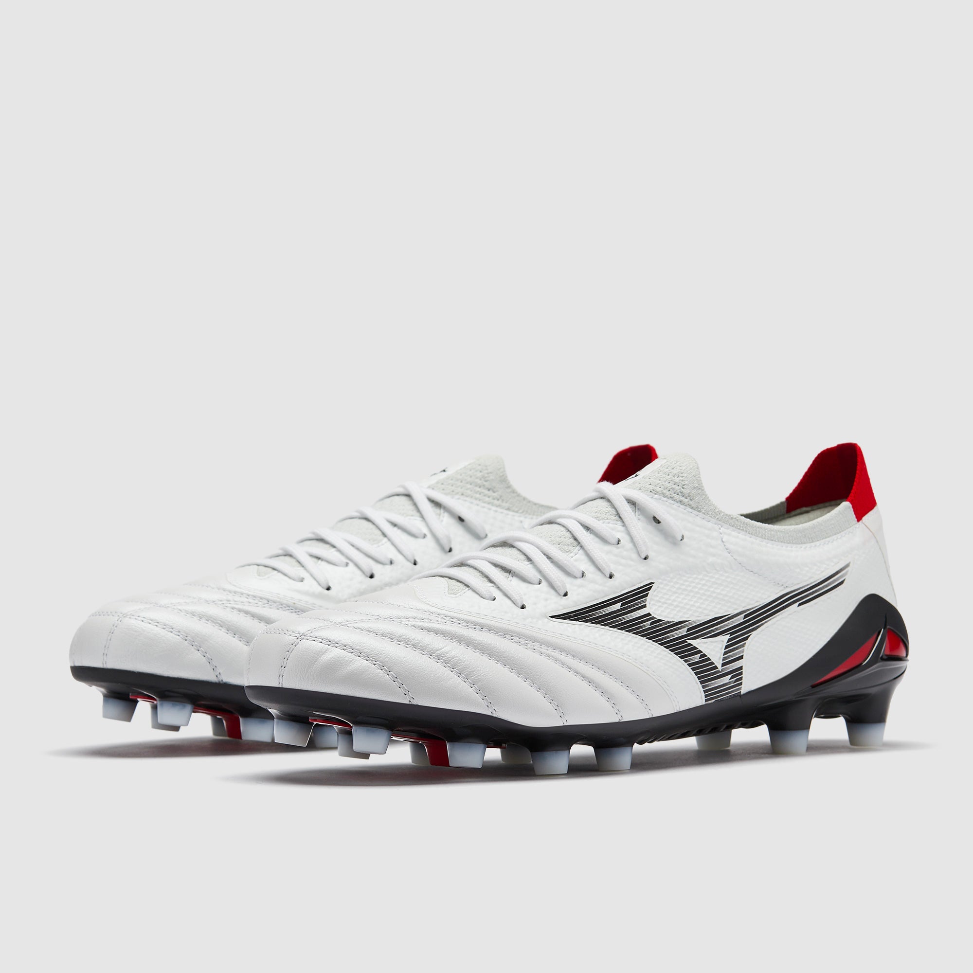 Mizuno Morelia Neo IV Beta Elite FG - White/Black/Red - Adult Cleats