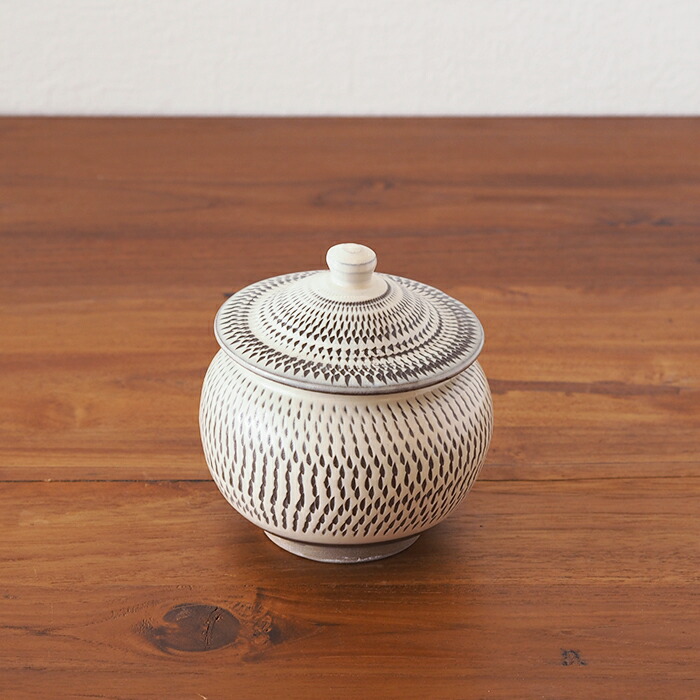 小鹿田焼 小袋窯 2合壺 飛びかんな | 食器と料理道具の専門店「プロ