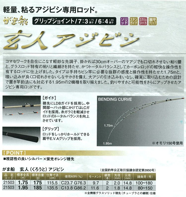 船/船釣り/船ロッド（がまかつ）/○2014○がま船 玄人アジビシ