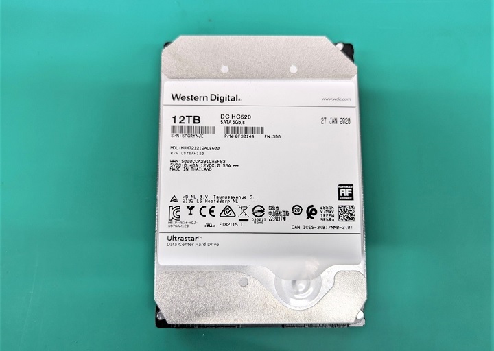 ヘリウム充填のWesternDigtal製12TBのハードディスクからのデータ復旧