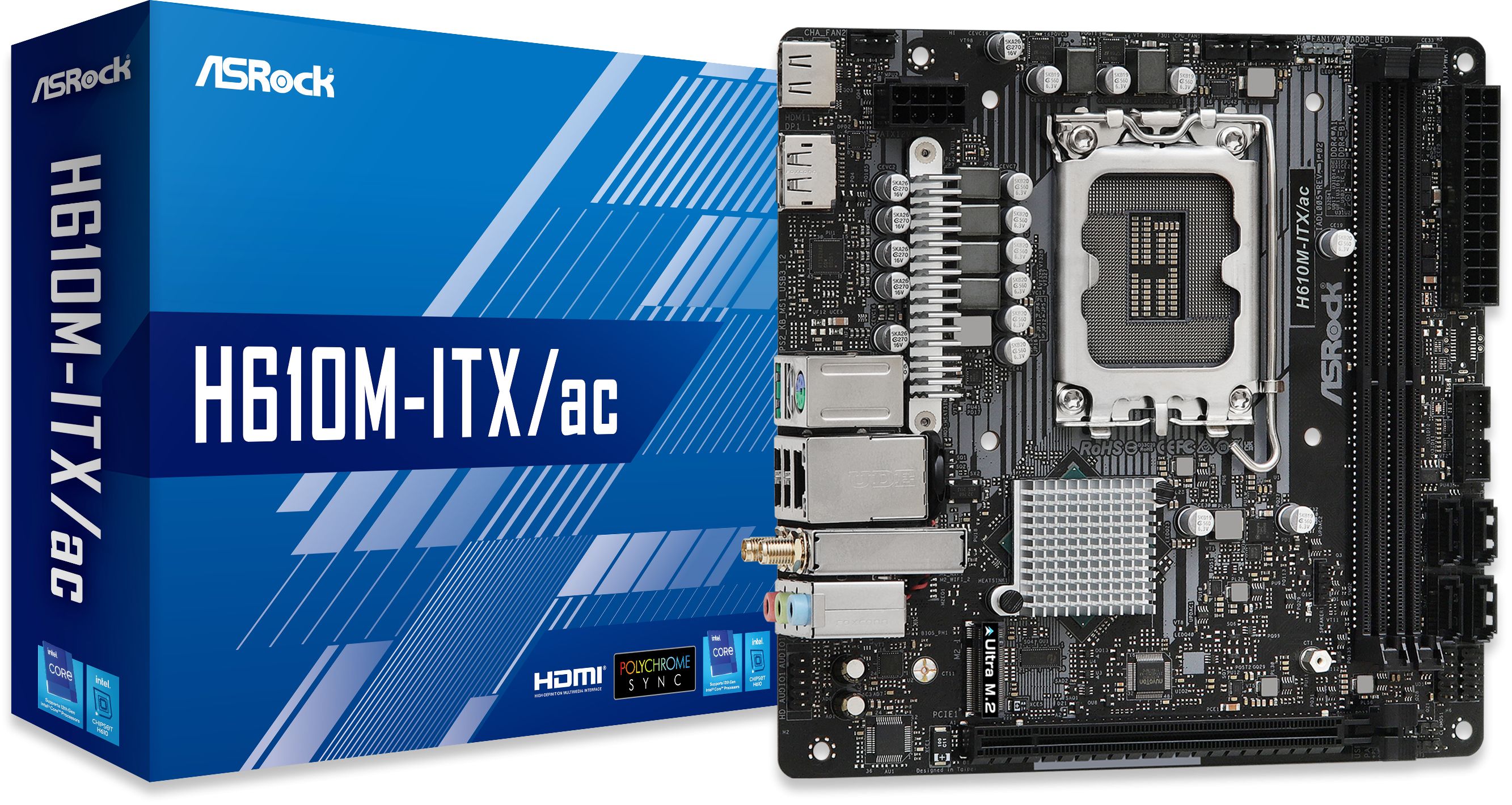 H610M-ITX/ac Wi-Fi LGA1700 Mini ITX Motherboard (DDR4)