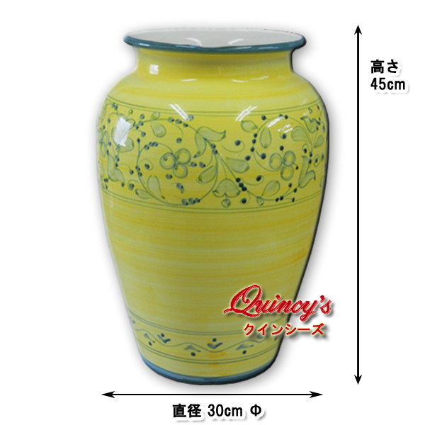 4988】イタリア製 陶器傘立て マヨリカ焼 黄色 - クインシーズ