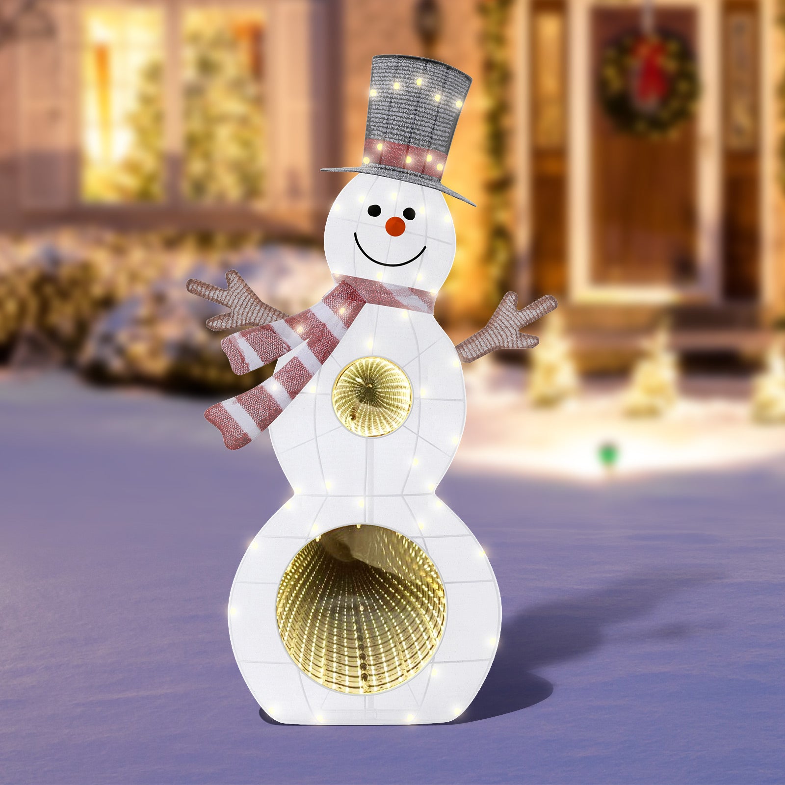 Quntis 3フィートのライト付きクリスマススノーマン、53LEDの