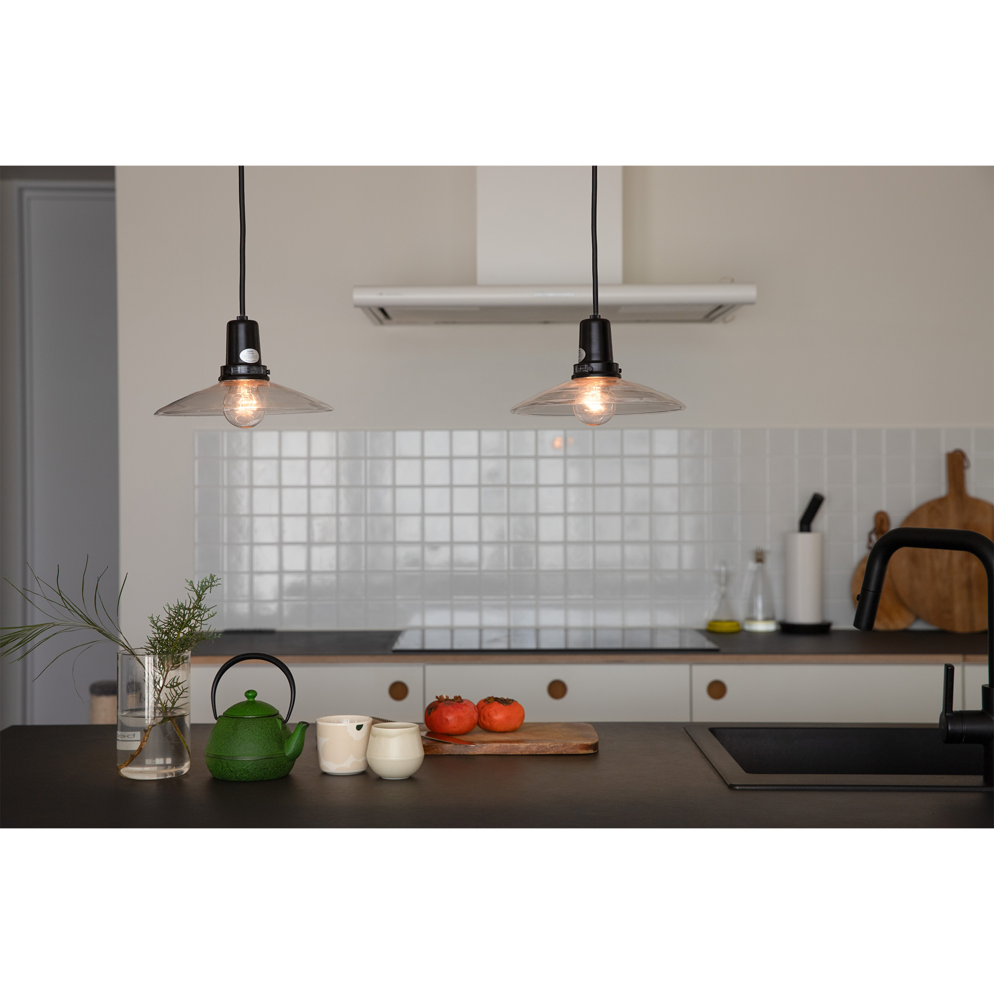 レトロペンダントライト クリア×ブラック コード長オーダー | LT-PD014