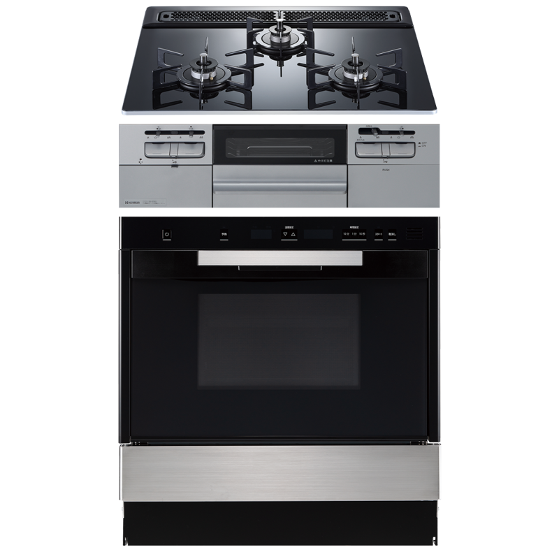 ビルトインオーブン ガラストップ(BK)ガスコンロセット | KB-PT006-05