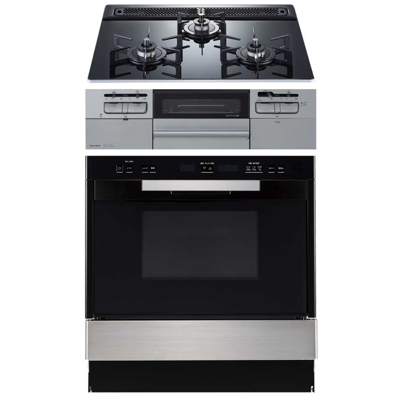 ビルトインオーブン ガラストップ(BK)ガスコンロセット | KB-PT006-05