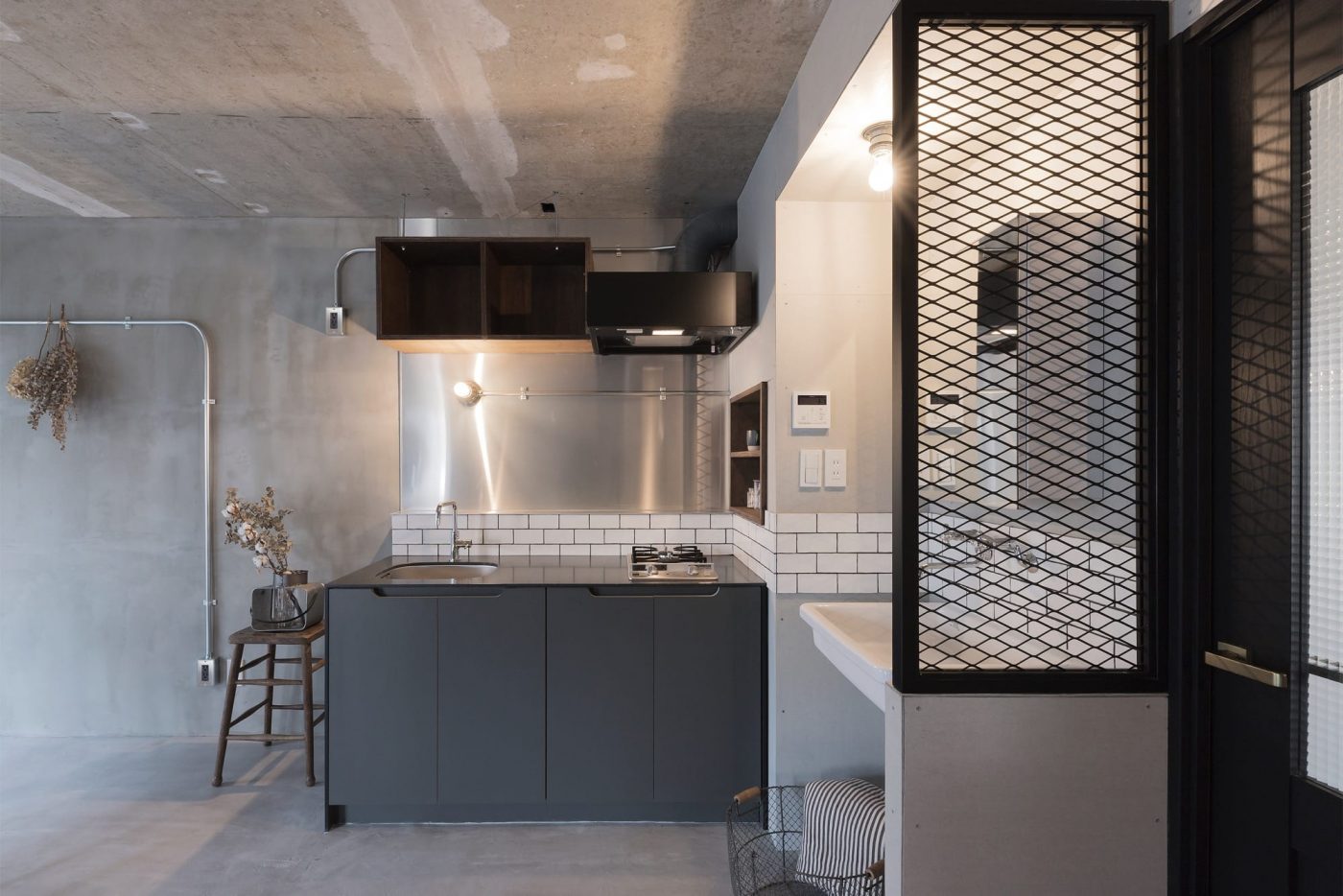 キャビネットキッチン ダークグレー W1500 | KB-KC020-03-G183