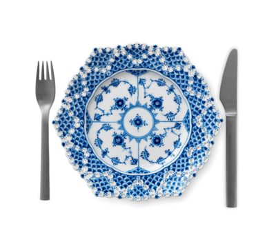 ブルーフルーテッド フルレース プレート ダブルレース 21cm|ロイヤル