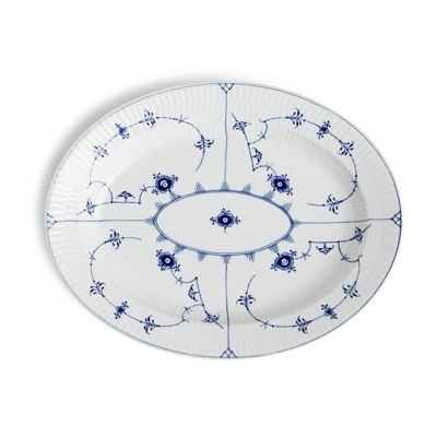 ブルーフルーテッド プレイン オーバルディッシュ 30.5cm|ロイヤル