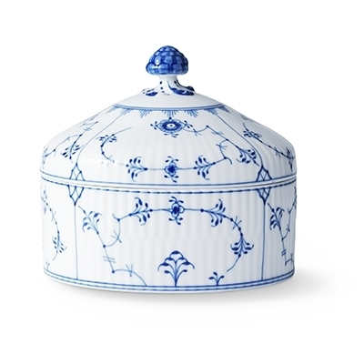 ブルーフルーテッド プレイン ボックス ラウンド|ロイヤル