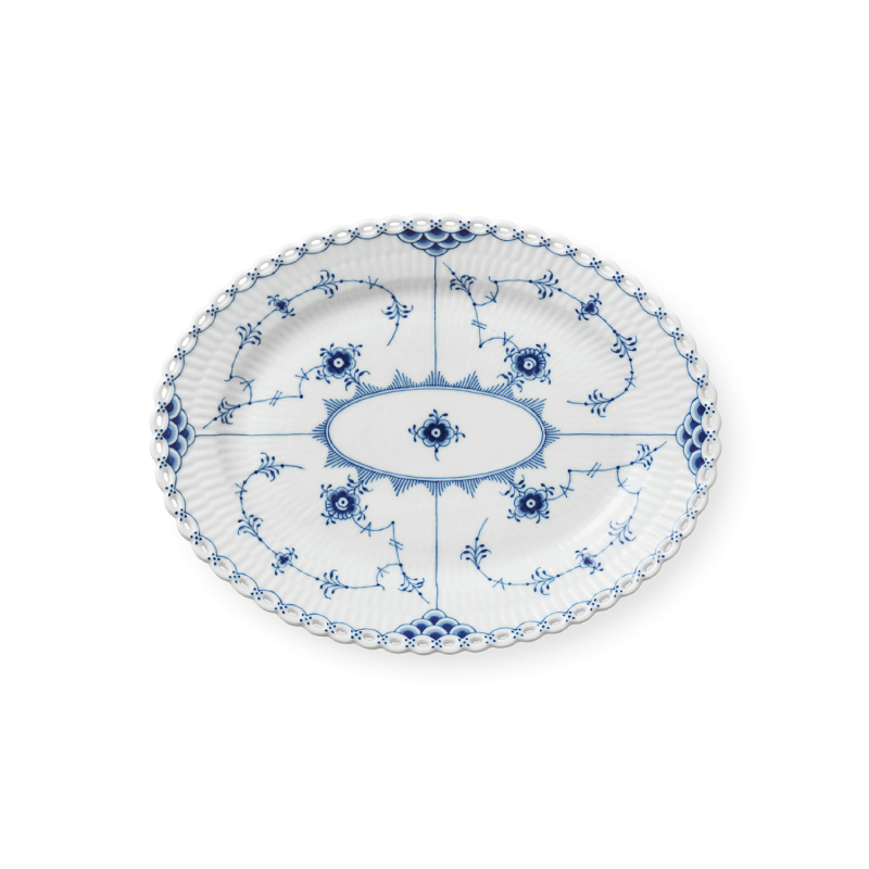 ブルーフルーテッド フルレース オーバルディッシュ 25.5cm|ロイヤル