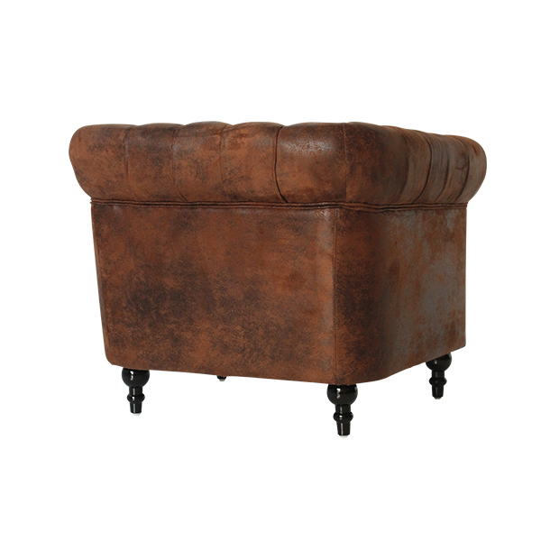 ヴィンテージレザー調ファブリックコンパクトチェスターフィールド