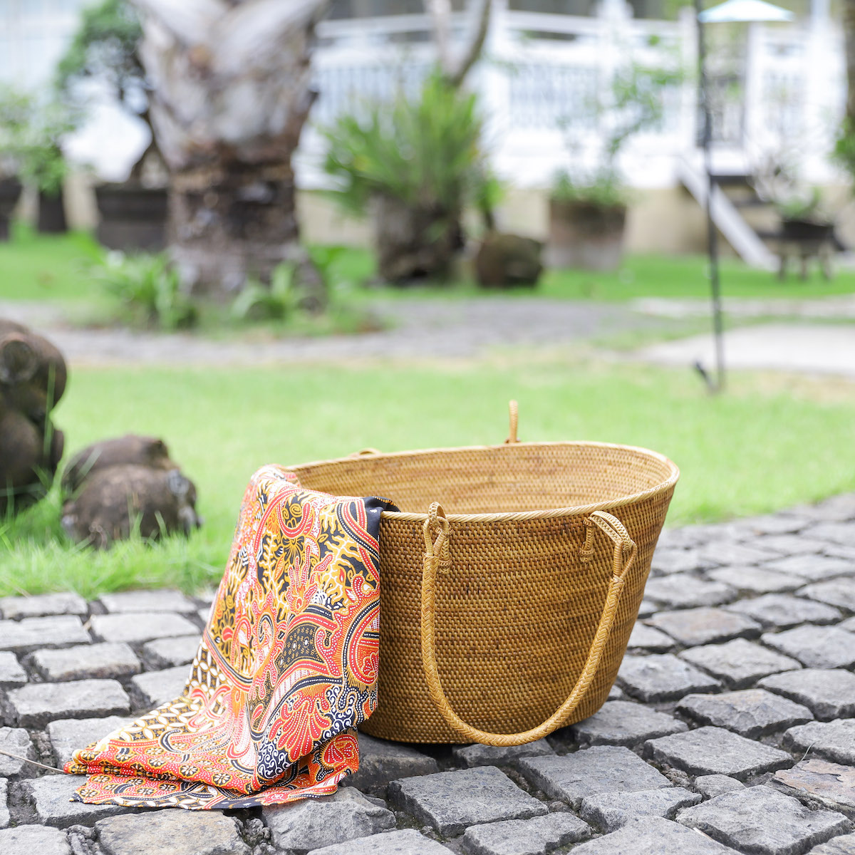 レトロ買物籠 Lサイズ (PNC147) Rosily(ロージリー) バリ島 アタ