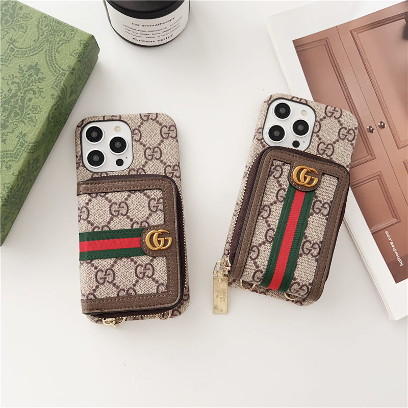 iphoneケース gucci iphone15 ケース ショルダー ブランド 財布一体型