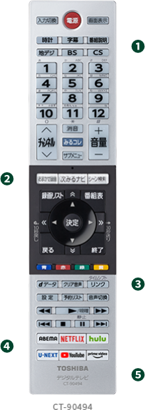 東芝　リモコン V34 快適・便利｜REGZA<レグザ>