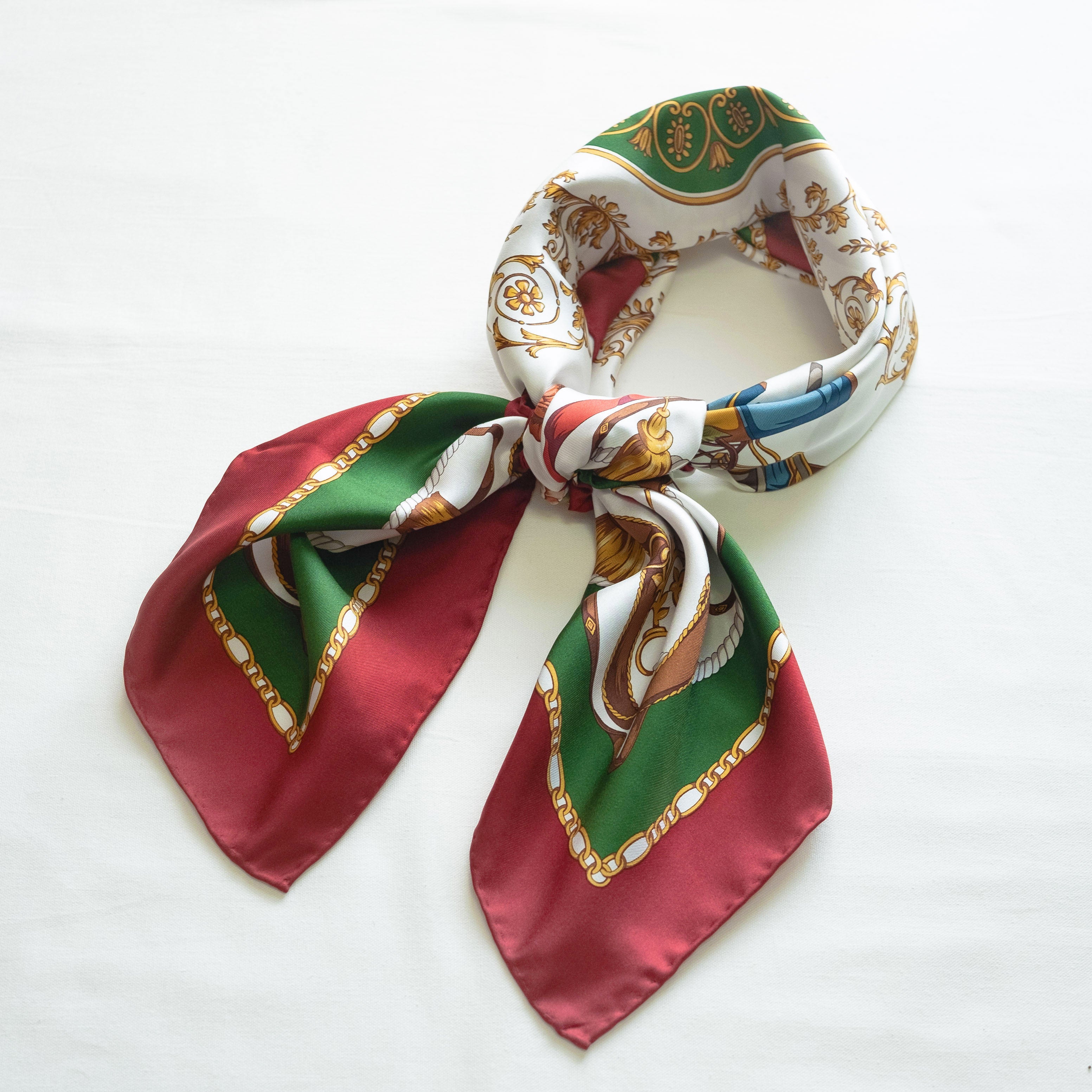Yokohama Hand Printed Silk Scarf - Red