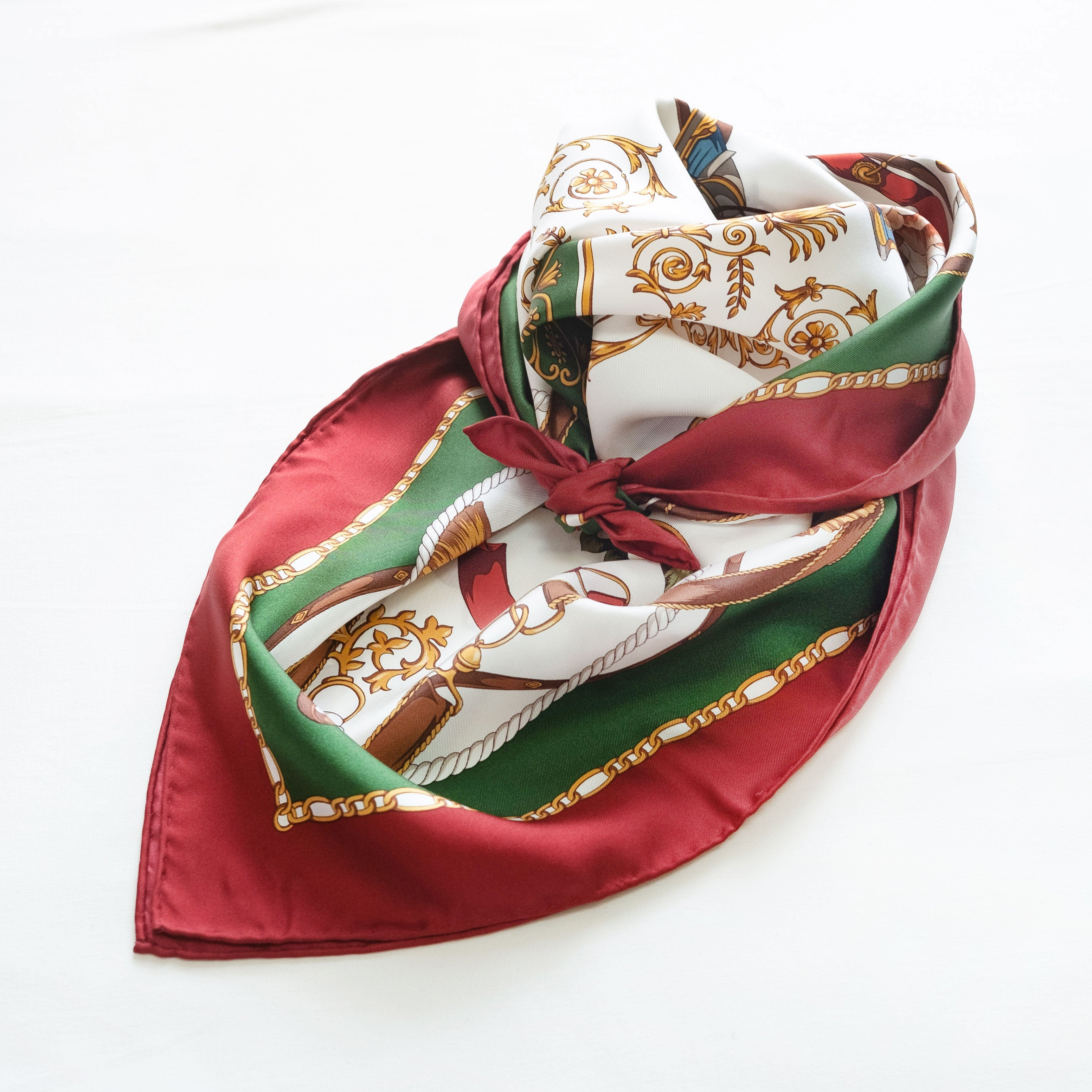 Yokohama Hand Printed Silk Scarf - Red