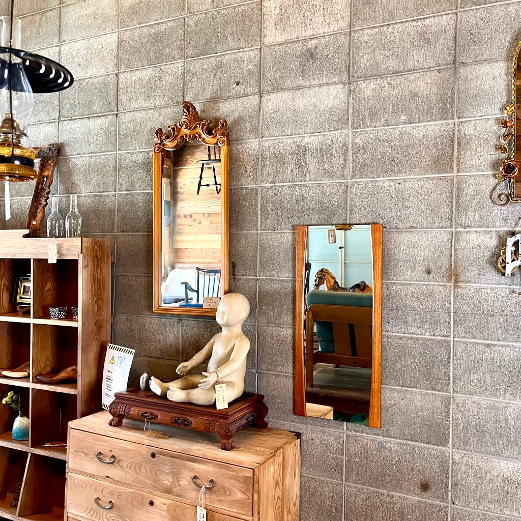 アンティーク ウォールミラー 鏡 円 中古 シンプル 和 古民家 長方形