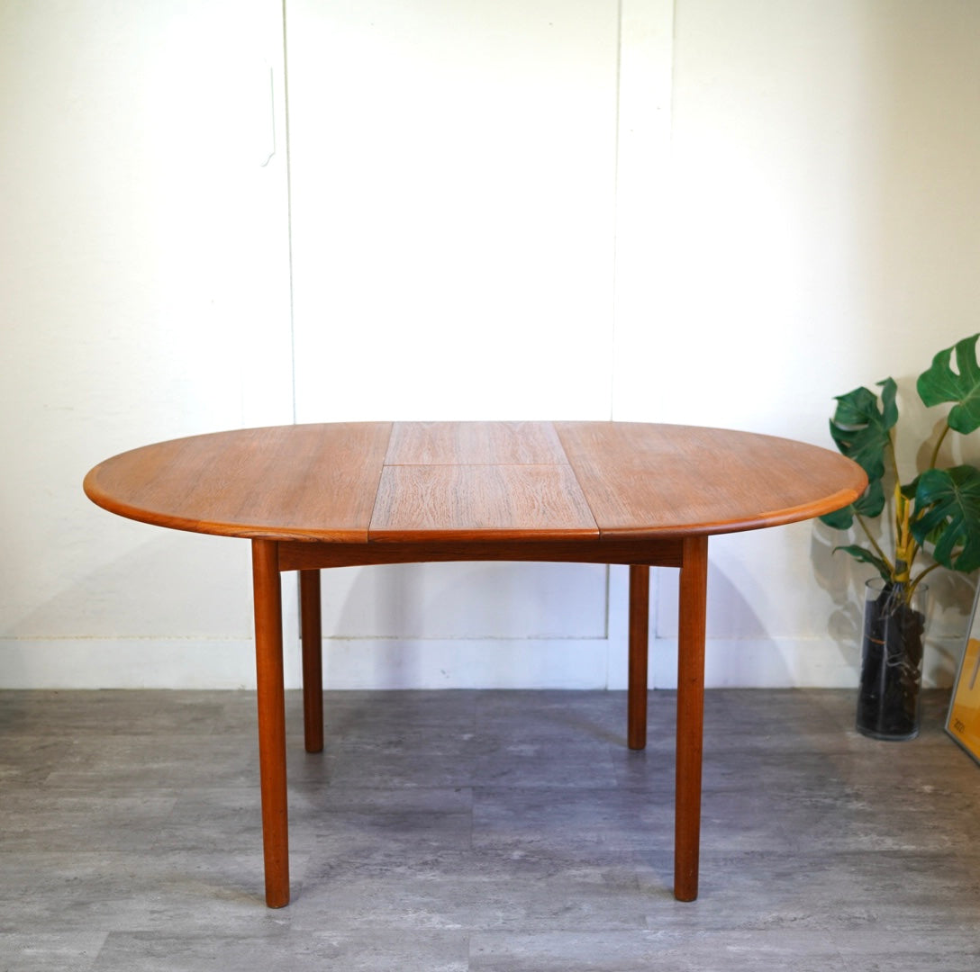 チーク エクステンションダイニングテーブル ラウンドテーブル 北欧