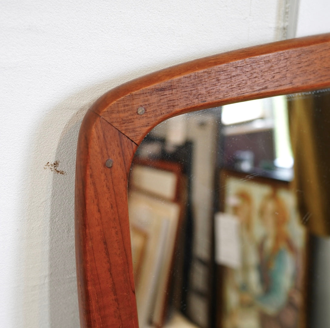 デンマーク製 チークミラー ヴィンテージ 鏡 中古 北欧 姿見 かわいい