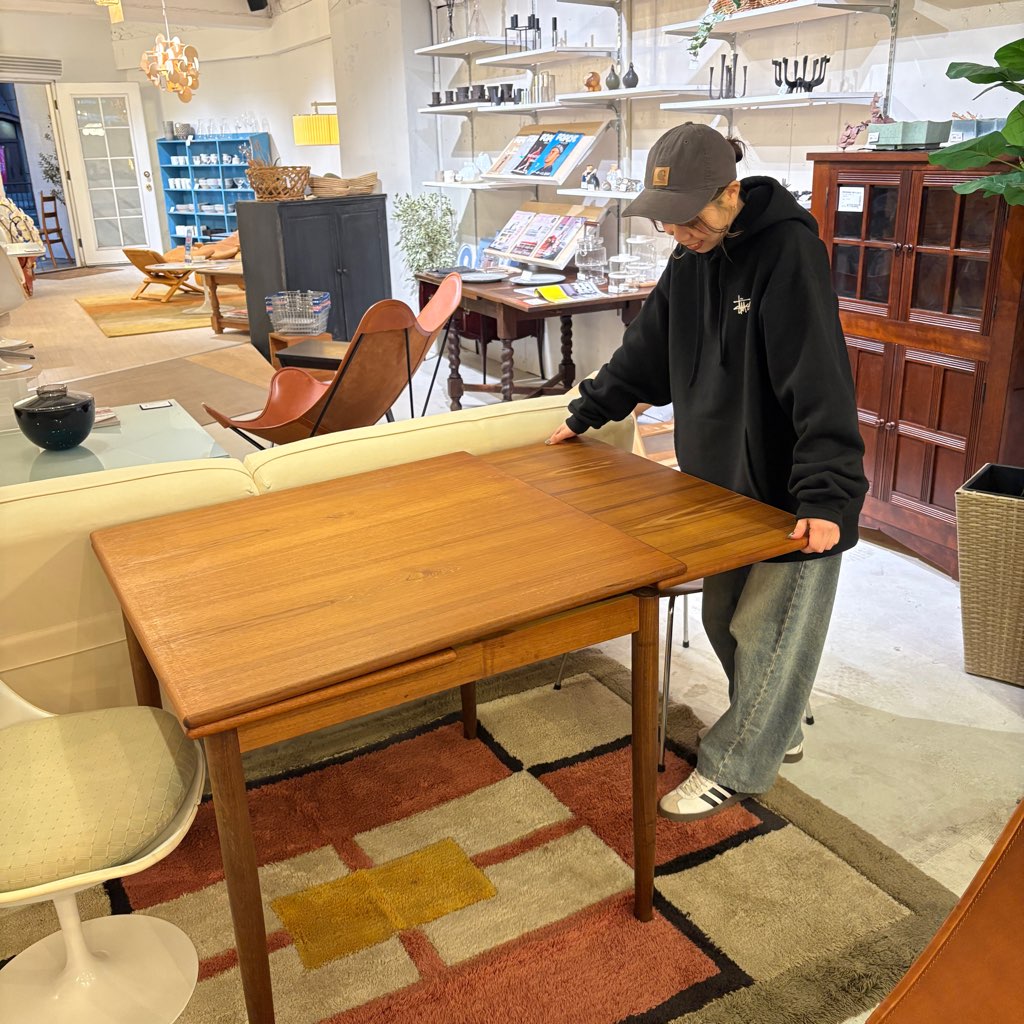 北欧 デンマーク エクステンション ダイニングテーブル 伸長式 チーク