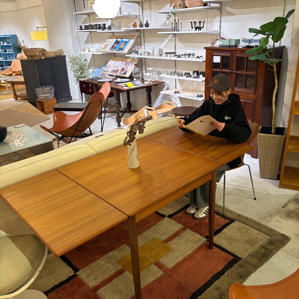 北欧 デンマーク エクステンション ダイニングテーブル 伸長式 チーク