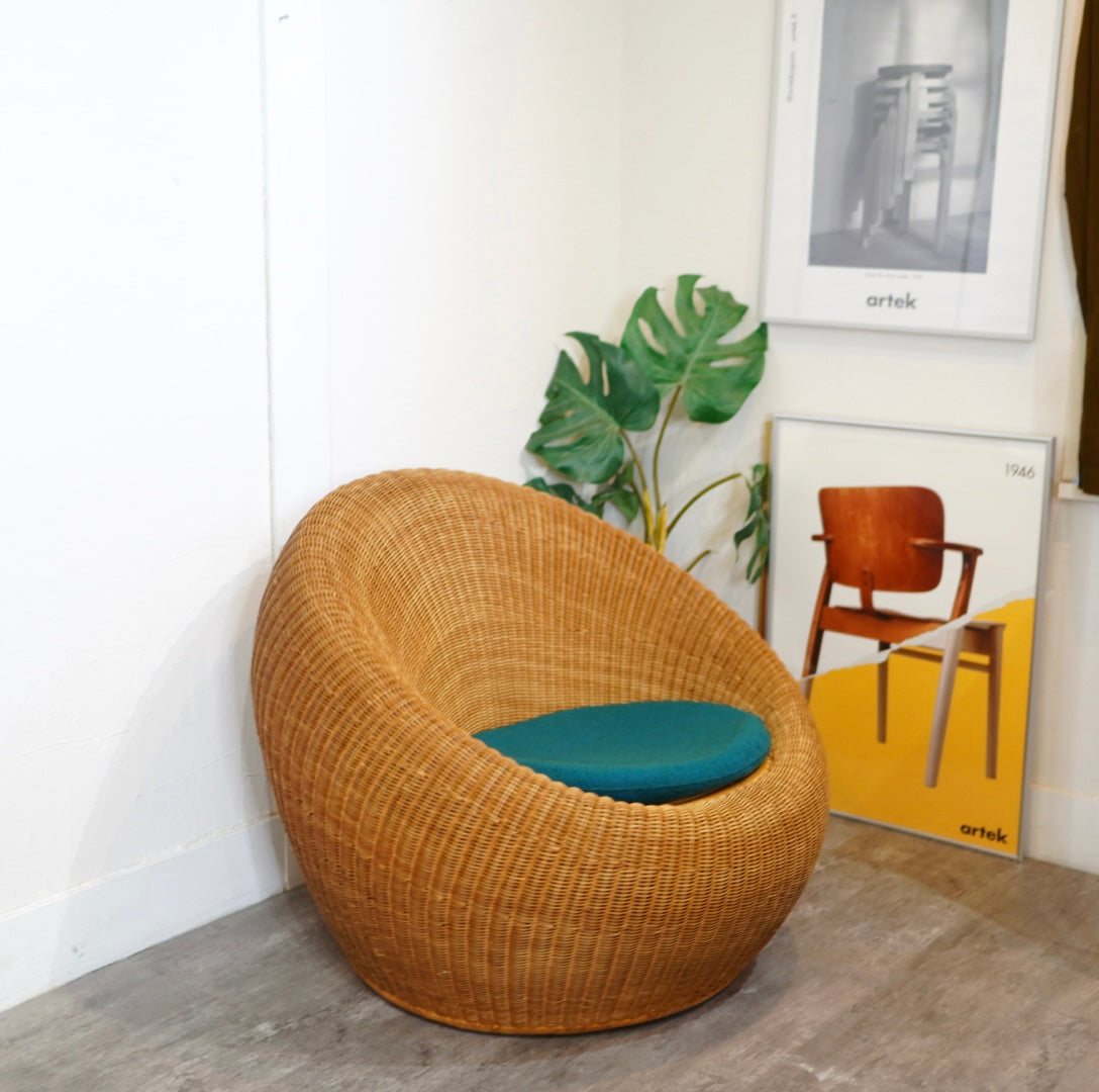 山川ラタン 剣持勇 アームレスチェア ヴィンテージ 中古 籐 名作