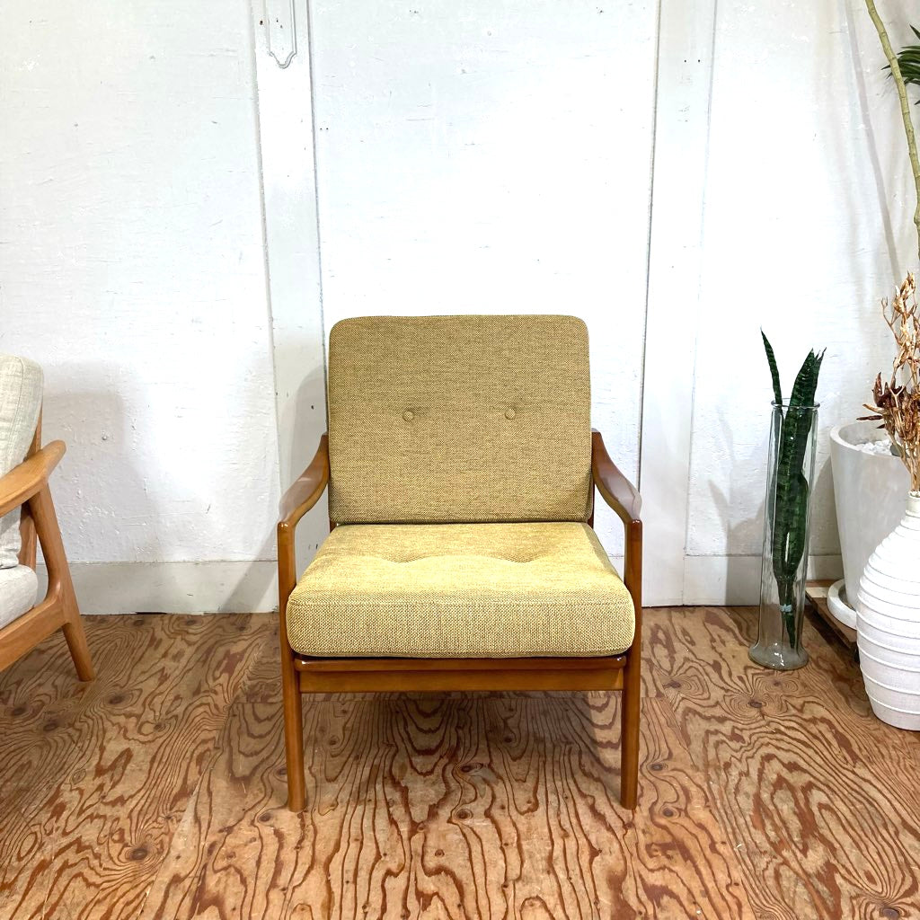 カリモク60 karimoku フレームチェア 1人掛け ソファ マスタード