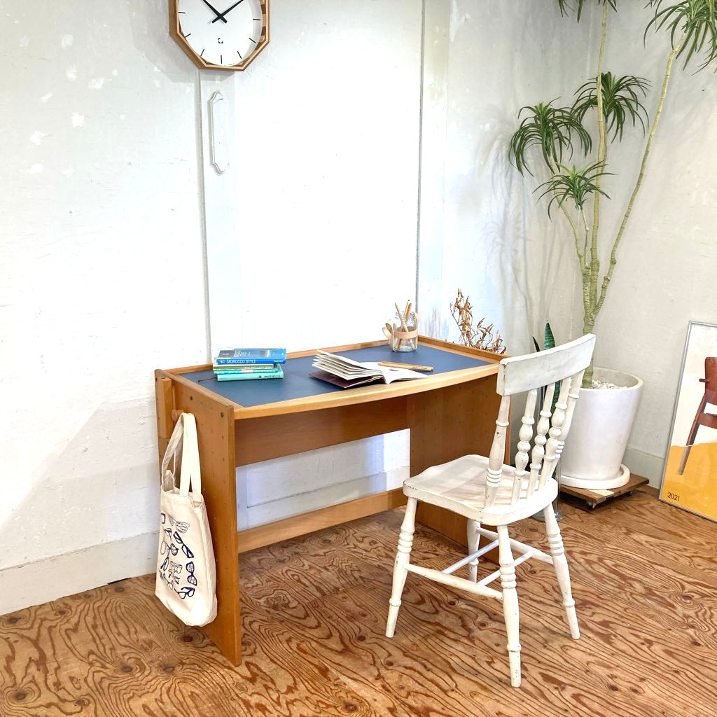 フォルミオ / Formio リノリウム天板 デスク 勉強机 中古 ブルー 青 木