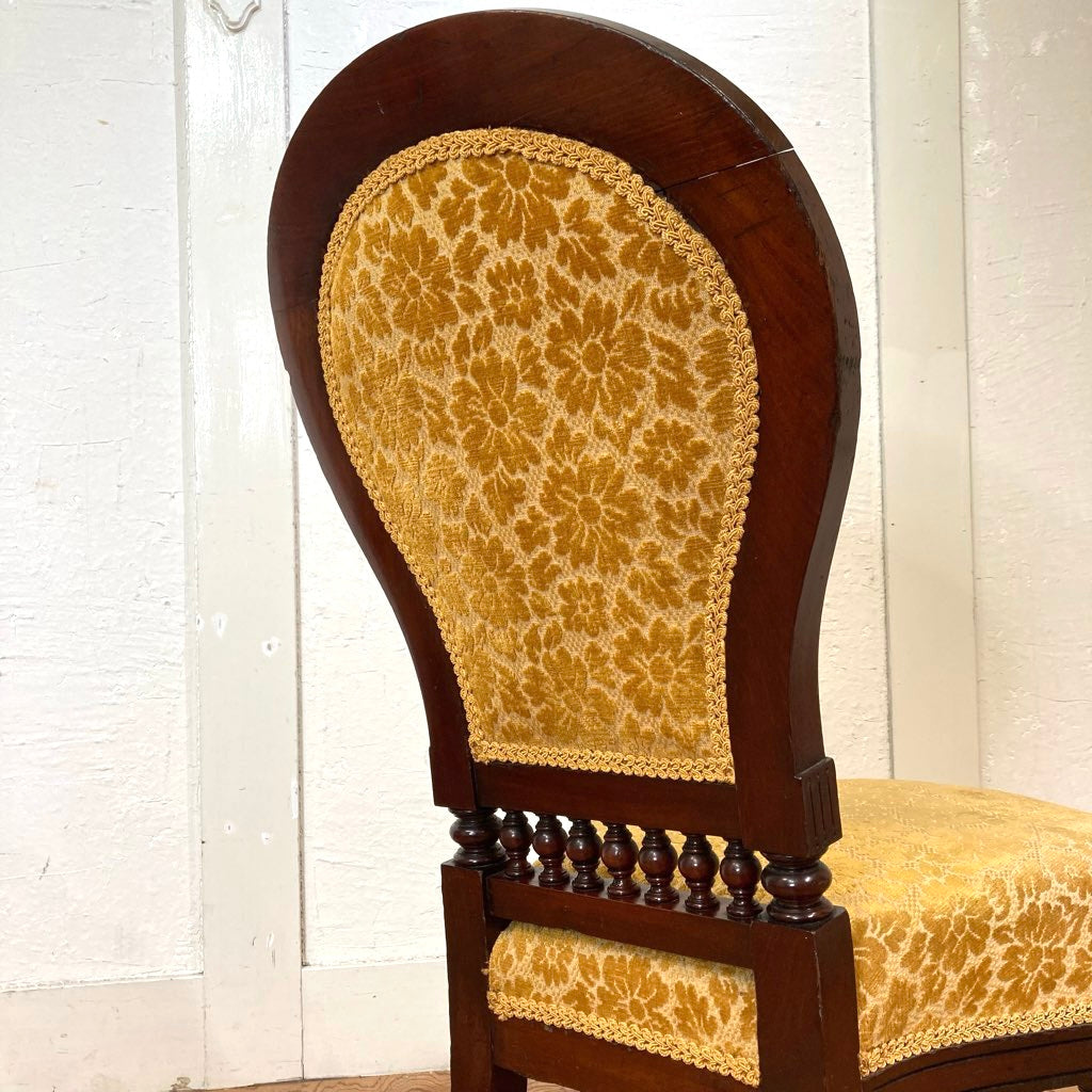 英国 アンティーク サロンチェア 花柄 イエロー 椅子 黄色 低め