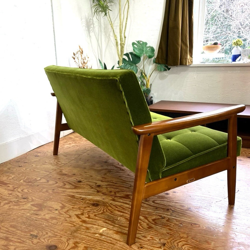 カリモク60 ロビーチェア 2シーター モケットグリーン 2P ソファ 緑