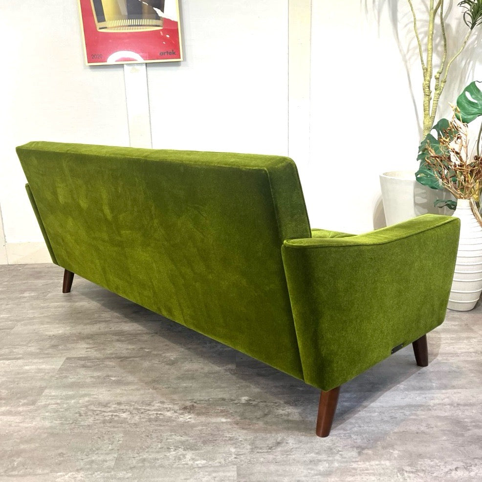 カリモク60 ロビーチェア 3シーター モケットグリーン 中古 国産