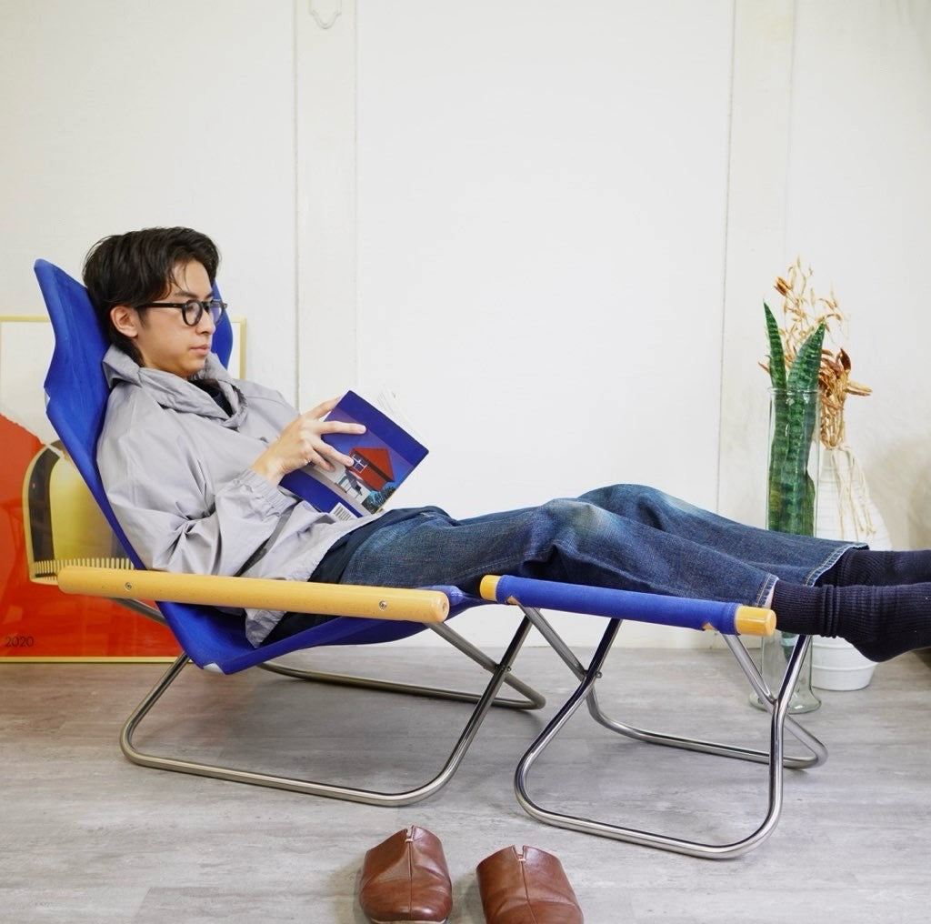 ニーチェア / Nychair X オットマン付き ブルー 新居 猛 中古