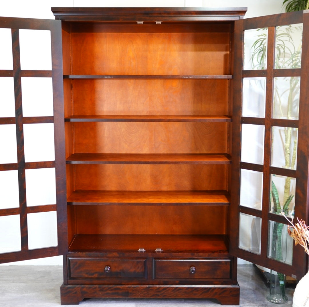 北海道民芸家具 ♯115本箱 本棚 カップボード 飾り棚 食器棚 カバ材