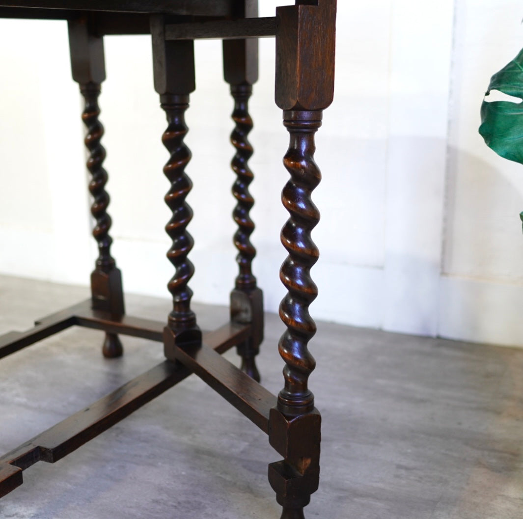 英国アンティーク ゲートレッグテーブル ツイストレッグ 伸長式 中古