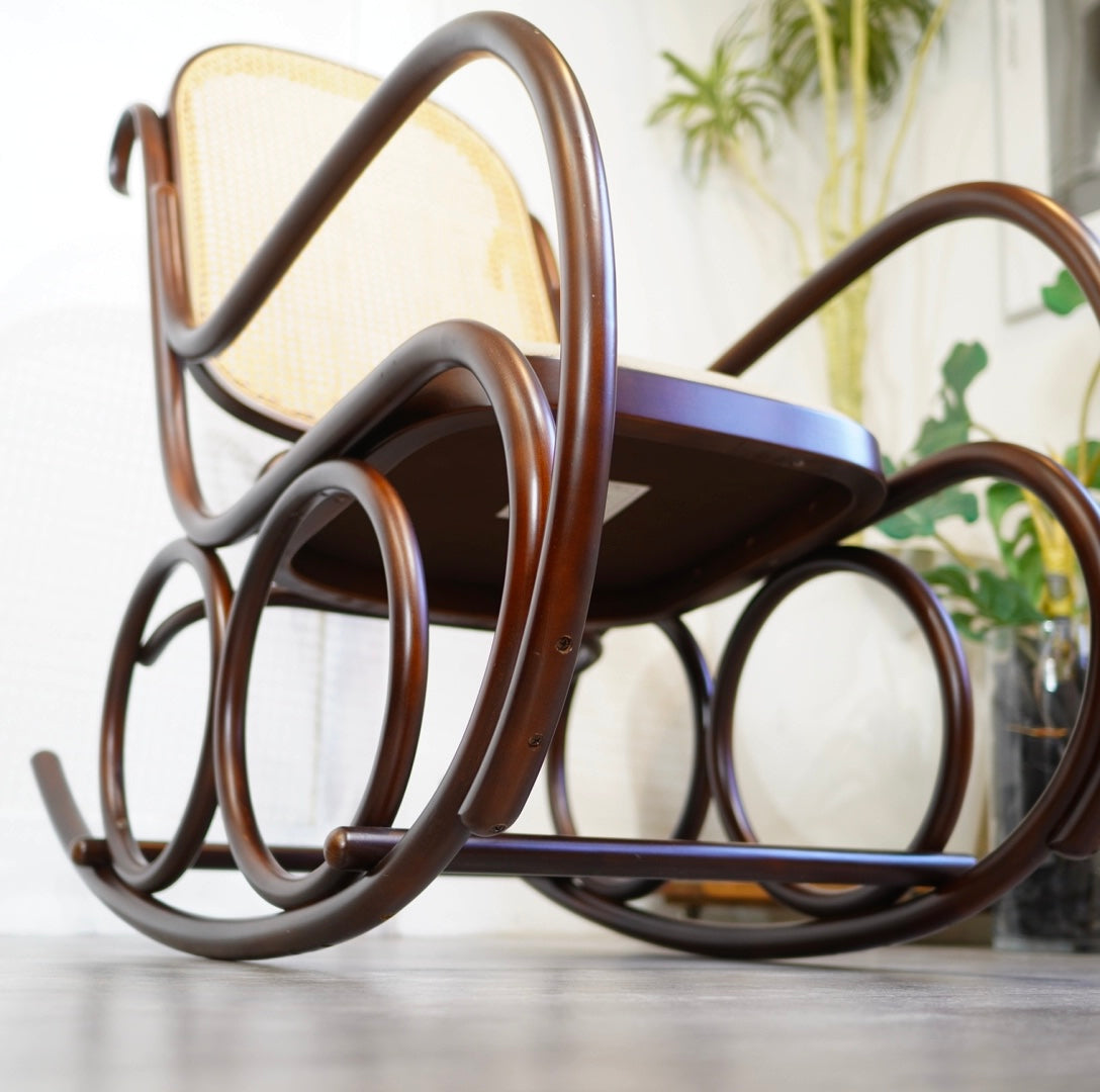 秋田木工 ベントウッド ロッキングチェア 曲木 籐編み 安寧椅子 中古