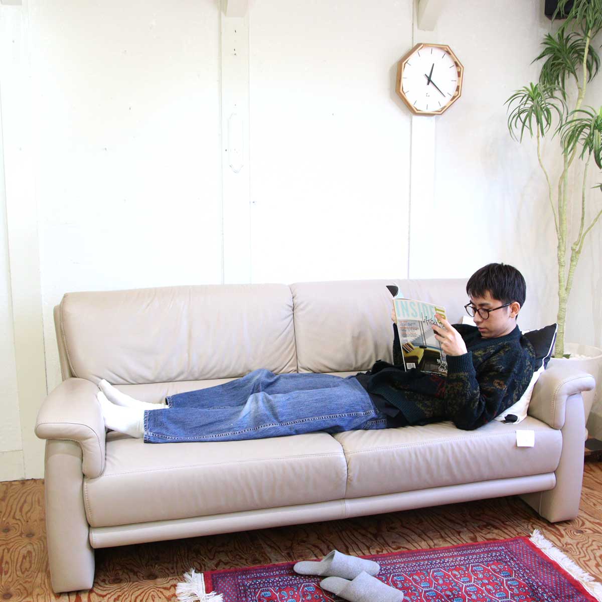 ヒモラ / himolla ベルク 3人掛け ソファ サンドベージュ IDC大塚家具