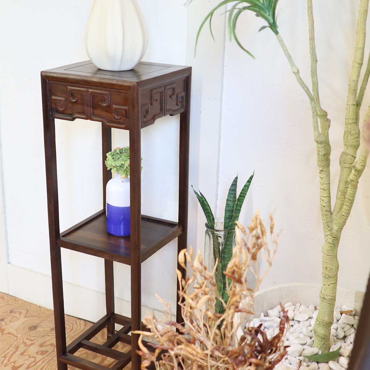 花台 飾り台 フラワースタンド 紫檀 中国 アンティーク レトロ 棚 中古