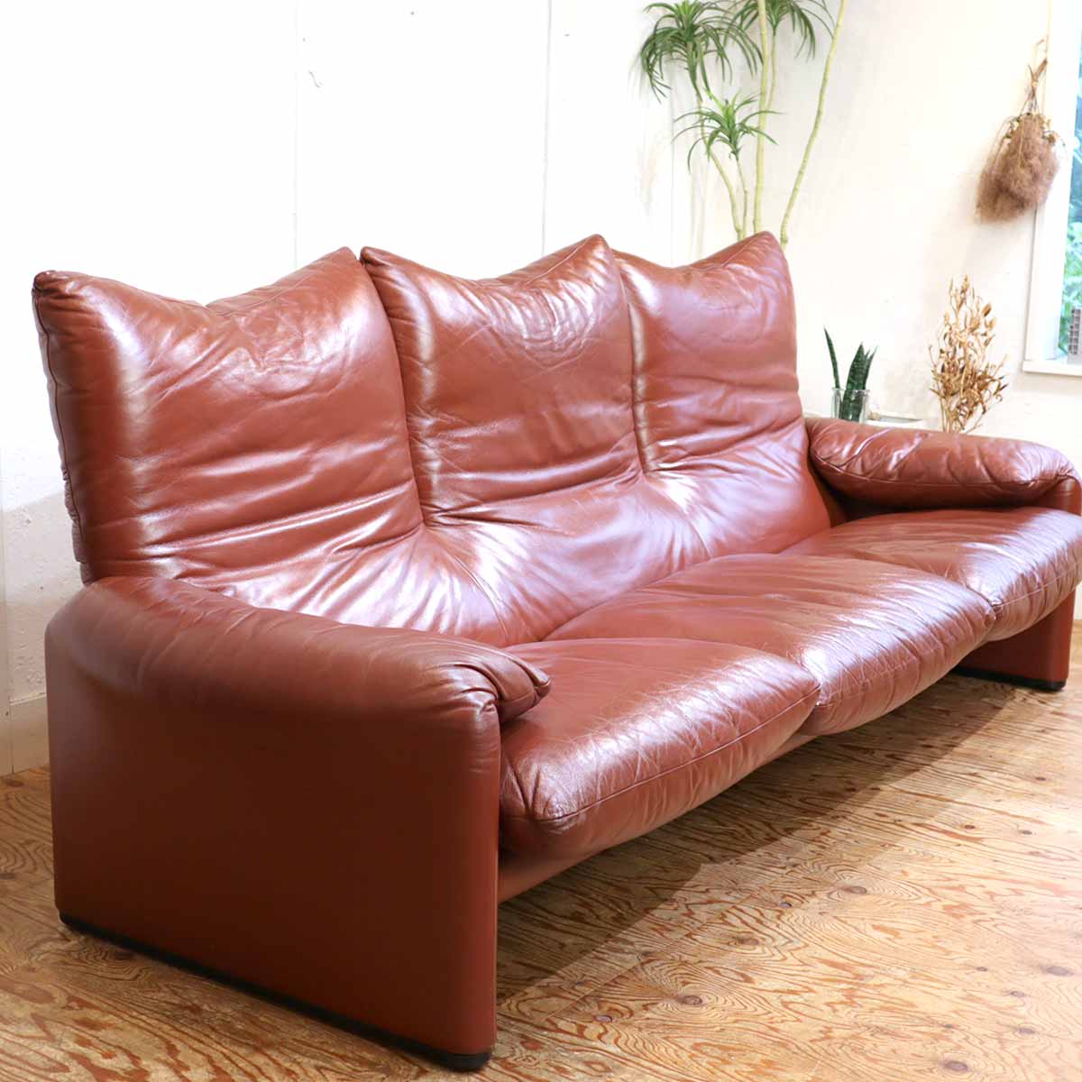 カッシーナ / Cassina 675 マラルンガ 本革 トリプルソファ 3人掛け