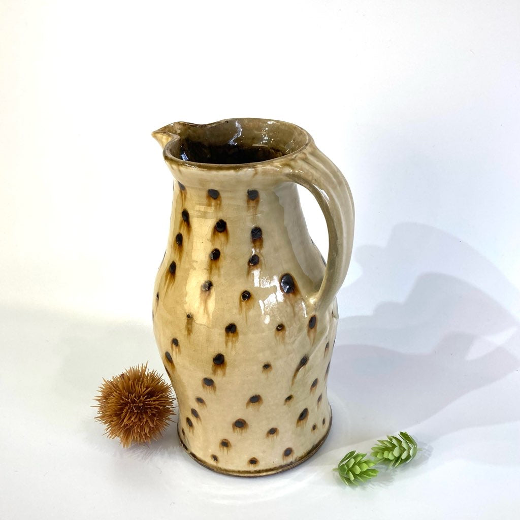 柴田雅章 水差し ピッチャー 灰釉点文手付水差 丹波焼 未使用 工芸品