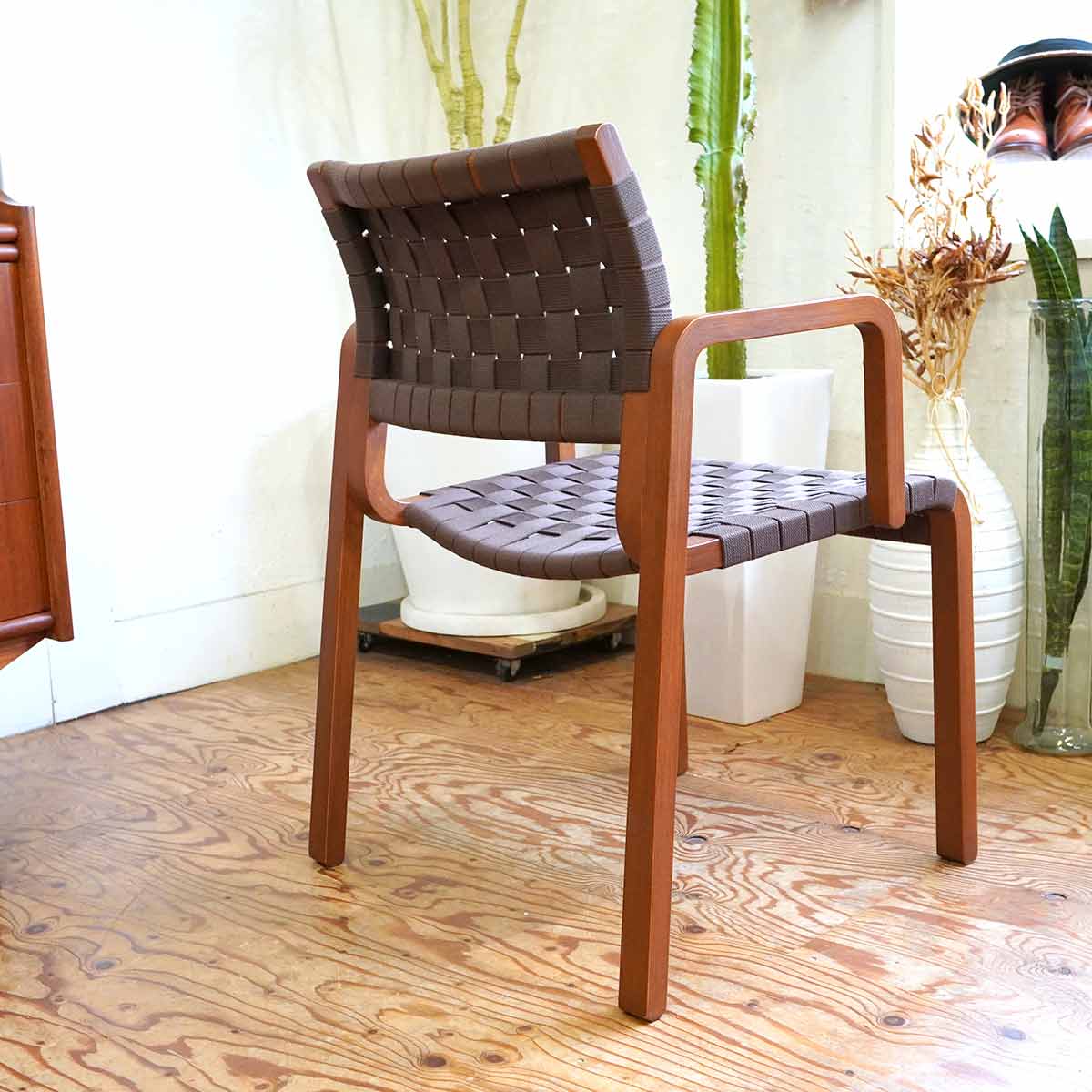 アルフレックス / arflex エヌティー / NT アームチェア 布テープ 茶色