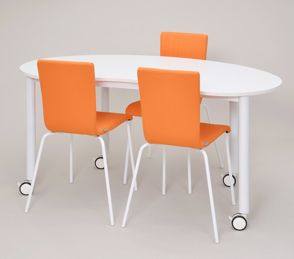 キャスターテーブル 豆型 ホワイト RFCTT-WL1476BNWH | オフィス