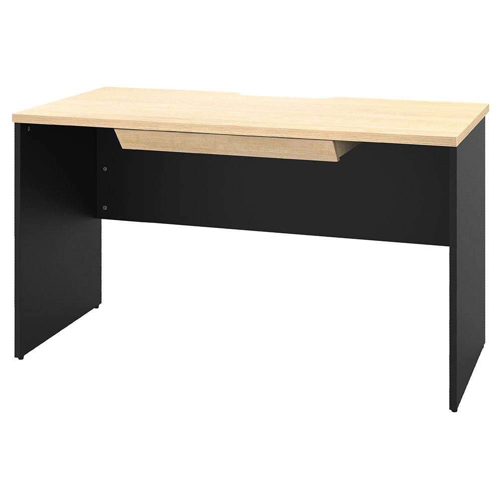 プラン木製デスク W1200×D600 ナチュラル×ブラック脚 引出付き RFPD