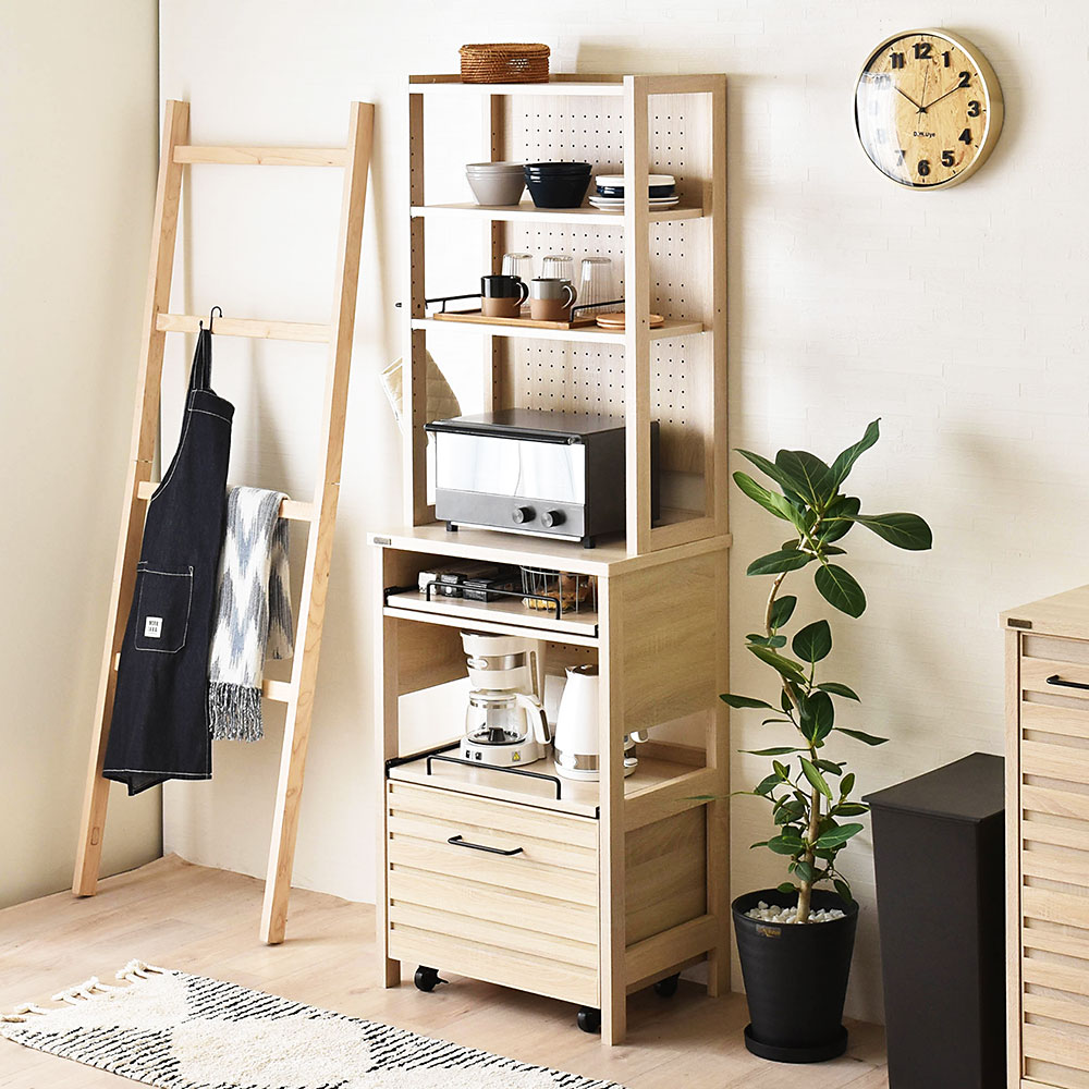 食器棚 レンジ台 LAFIKA レンジラック ハイタイプ｜ユニットシェルフ