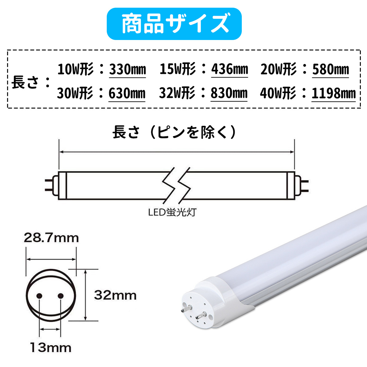 楽天市場】【楽天1位】LED蛍光灯 20w形 led直管蛍光灯T8 58cm G13口金