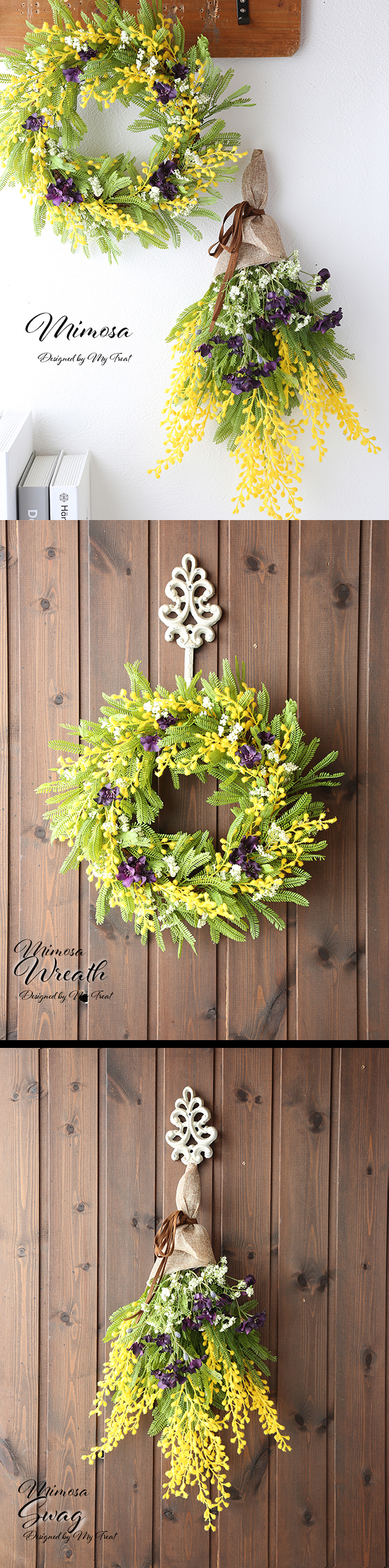 楽天市場】ミモザ リース スワッグ アートフラワー(造花) フラワー